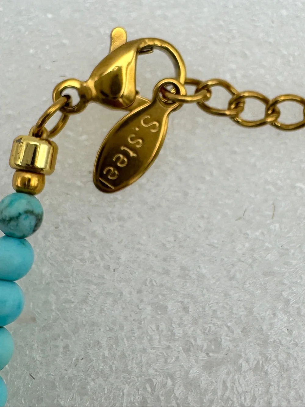 Stainless steel Turquoise gemstone and real freshwater pearl dainty bracelet